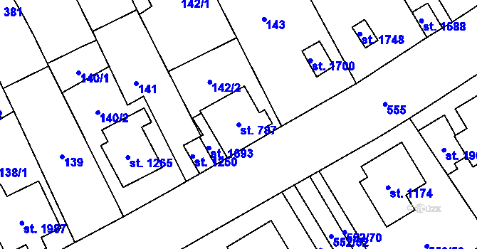 Parcela st. 787 v KÚ Nový Jičín-Horní Předměstí, Katastrální mapa