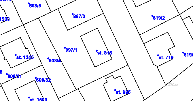 Parcela st. 816 v KÚ Nový Jičín-Horní Předměstí, Katastrální mapa