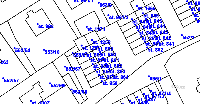 Parcela st. 860 v KÚ Nový Jičín-Horní Předměstí, Katastrální mapa