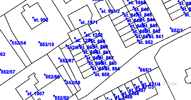 Parcela st. 861 v KÚ Nový Jičín-Horní Předměstí, Katastrální mapa