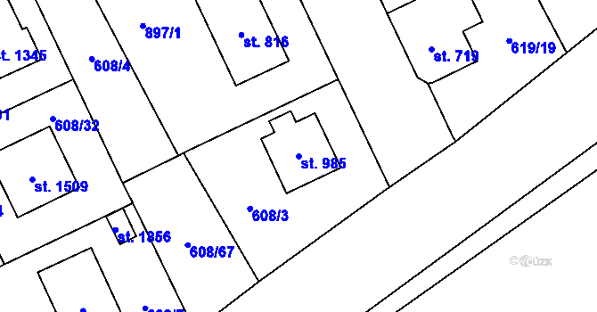 Parcela st. 985 v KÚ Nový Jičín-Horní Předměstí, Katastrální mapa