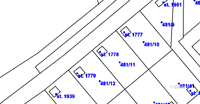 Parcela st. 1778 v KÚ Nový Jičín-Horní Předměstí, Katastrální mapa