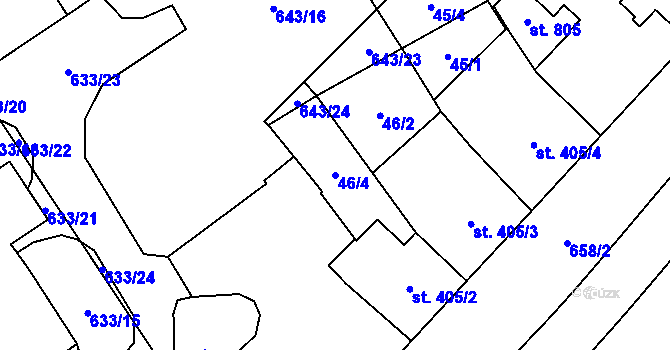 Parcela st. 46/4 v KÚ Nový Jičín-Horní Předměstí, Katastrální mapa