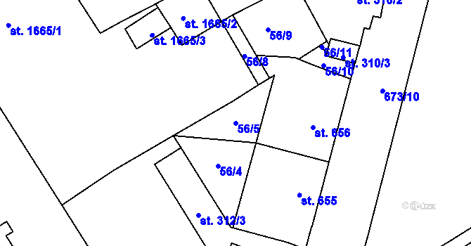 Parcela st. 56/5 v KÚ Nový Jičín-Horní Předměstí, Katastrální mapa