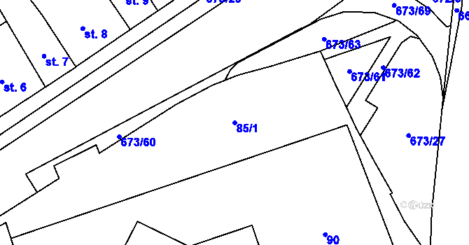 Parcela st. 85/1 v KÚ Nový Jičín-Horní Předměstí, Katastrální mapa