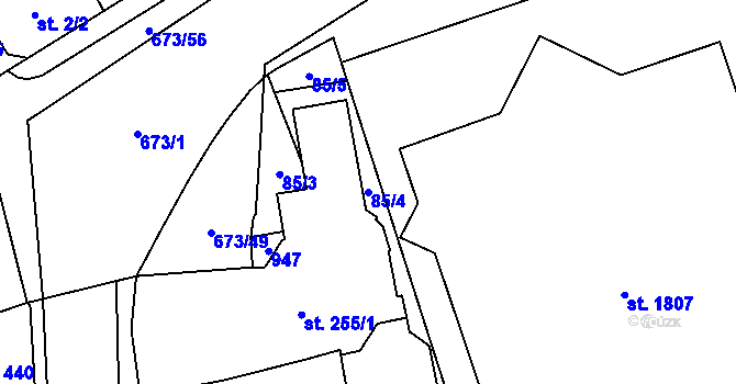 Parcela st. 85/4 v KÚ Nový Jičín-Horní Předměstí, Katastrální mapa