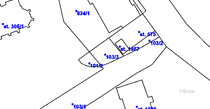 Parcela st. 103/3 v KÚ Nový Jičín-Horní Předměstí, Katastrální mapa