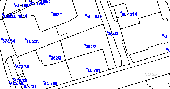 Parcela st. 352/2 v KÚ Nový Jičín-Horní Předměstí, Katastrální mapa