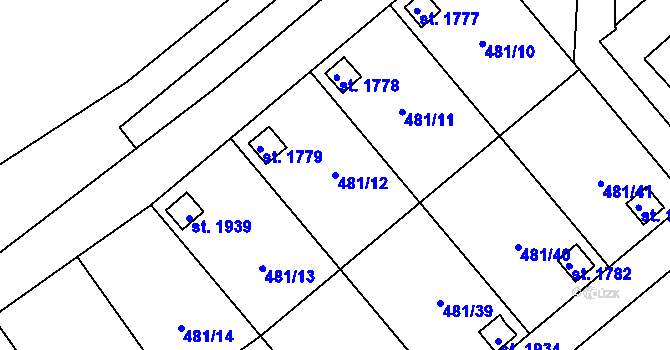 Parcela st. 481/12 v KÚ Nový Jičín-Horní Předměstí, Katastrální mapa