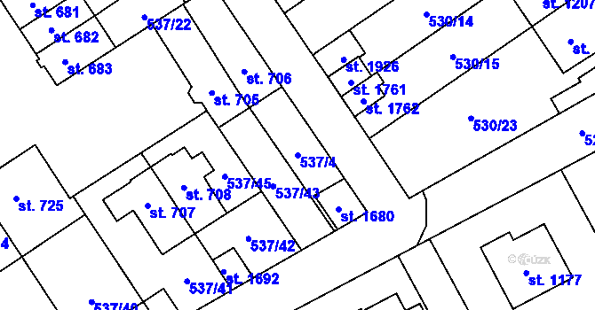 Parcela st. 537/4 v KÚ Nový Jičín-Horní Předměstí, Katastrální mapa