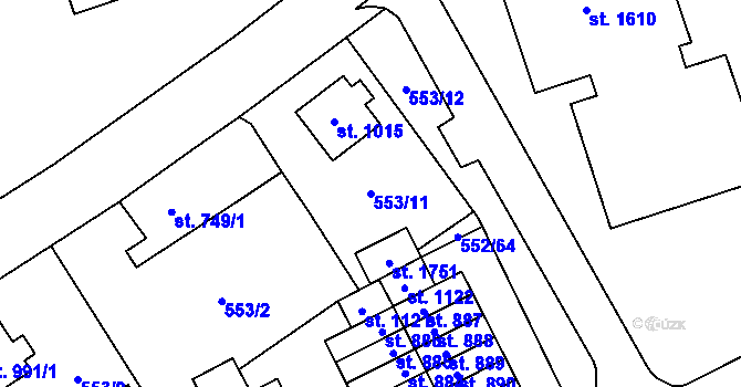 Parcela st. 553/11 v KÚ Nový Jičín-Horní Předměstí, Katastrální mapa