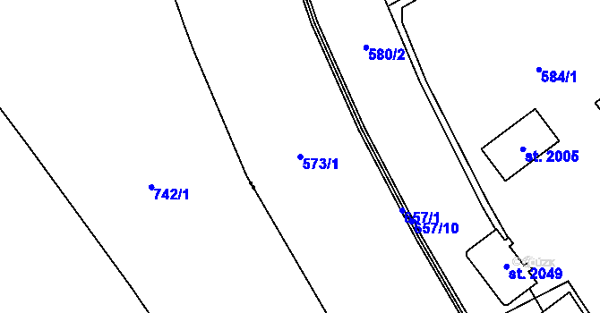 Parcela st. 573/1 v KÚ Nový Jičín-Horní Předměstí, Katastrální mapa
