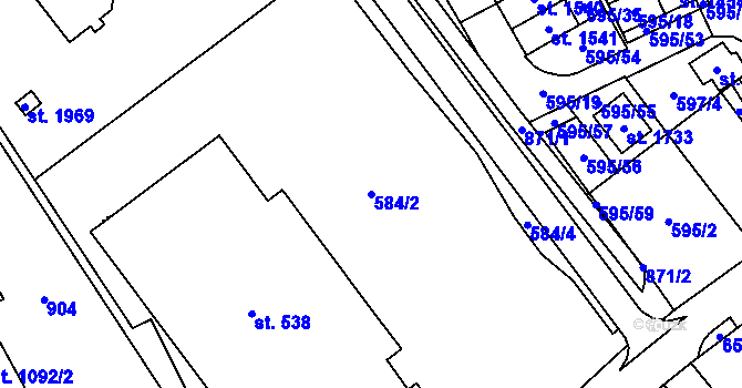 Parcela st. 584/2 v KÚ Nový Jičín-Horní Předměstí, Katastrální mapa