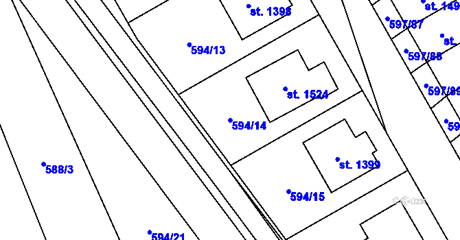 Parcela st. 594/14 v KÚ Nový Jičín-Horní Předměstí, Katastrální mapa