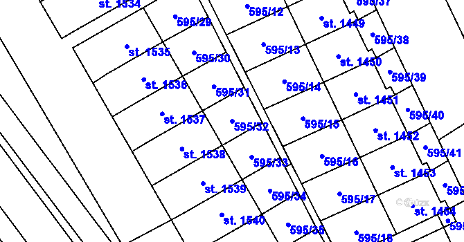 Parcela st. 595/32 v KÚ Nový Jičín-Horní Předměstí, Katastrální mapa