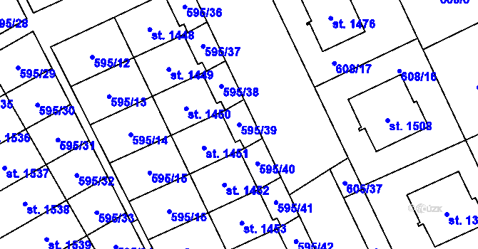 Parcela st. 595/39 v KÚ Nový Jičín-Horní Předměstí, Katastrální mapa