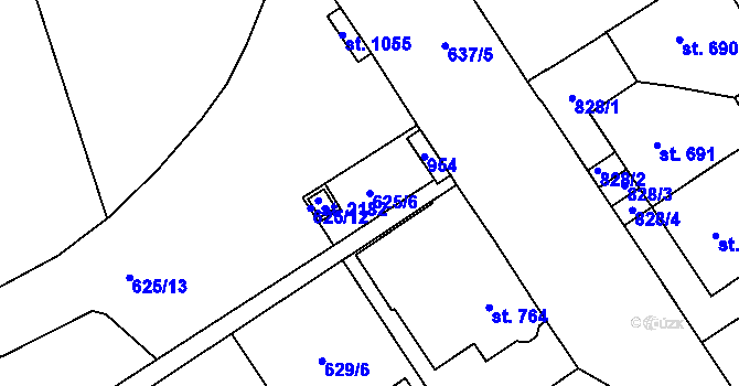 Parcela st. 625/6 v KÚ Nový Jičín-Horní Předměstí, Katastrální mapa