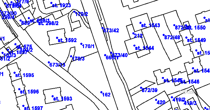 Parcela st. 666/1 v KÚ Nový Jičín-Horní Předměstí, Katastrální mapa