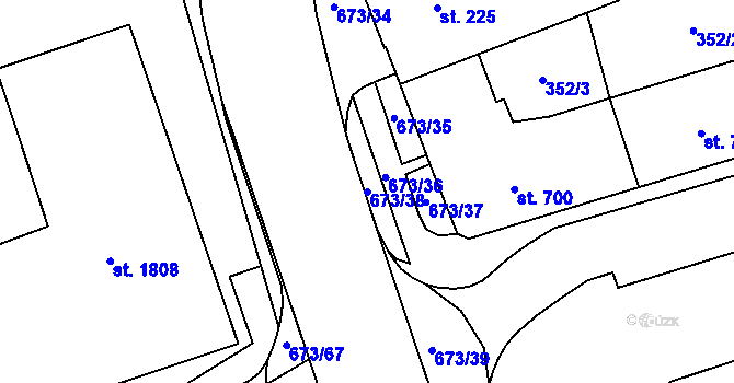 Parcela st. 673/38 v KÚ Nový Jičín-Horní Předměstí, Katastrální mapa