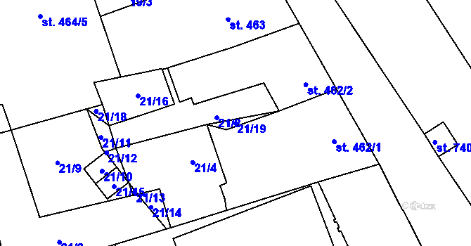 Parcela st. 21/19 v KÚ Nový Jičín-Horní Předměstí, Katastrální mapa