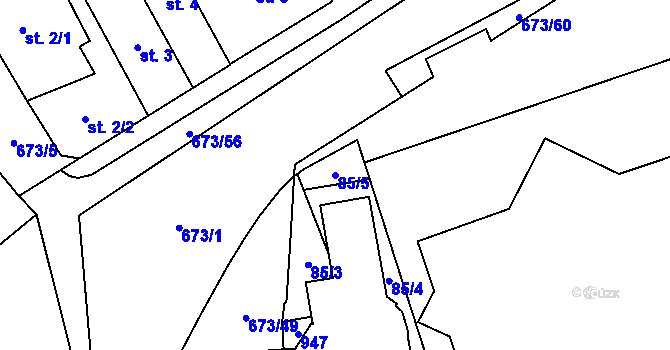 Parcela st. 85/5 v KÚ Nový Jičín-Horní Předměstí, Katastrální mapa