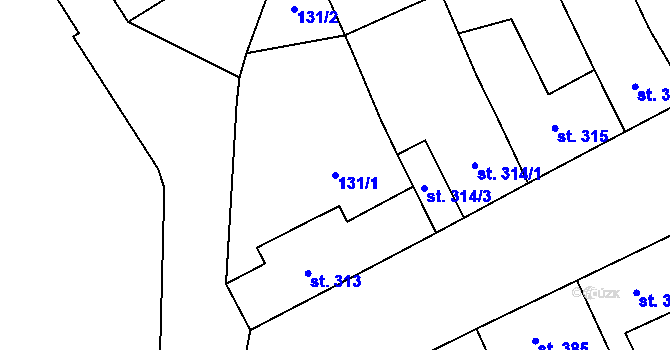 Parcela st. 131/1 v KÚ Nový Jičín-Horní Předměstí, Katastrální mapa