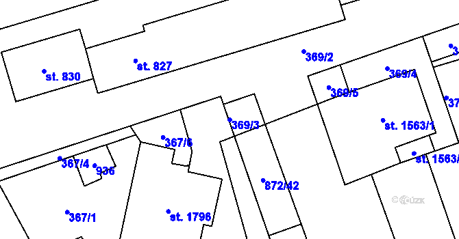 Parcela st. 369/3 v KÚ Nový Jičín-Horní Předměstí, Katastrální mapa
