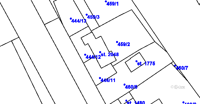 Parcela st. 2048 v KÚ Nový Jičín-Horní Předměstí, Katastrální mapa