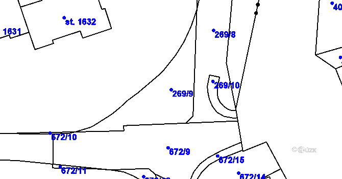 Parcela st. 269/9 v KÚ Nový Jičín-Horní Předměstí, Katastrální mapa
