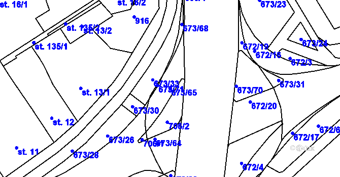 Parcela st. 673/65 v KÚ Nový Jičín-Horní Předměstí, Katastrální mapa