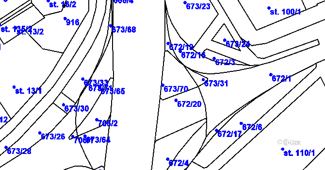 Parcela st. 673/70 v KÚ Nový Jičín-Horní Předměstí, Katastrální mapa