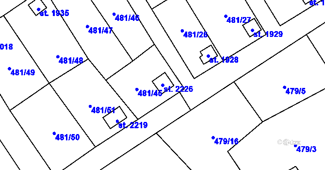 Parcela st. 2226 v KÚ Nový Jičín-Horní Předměstí, Katastrální mapa