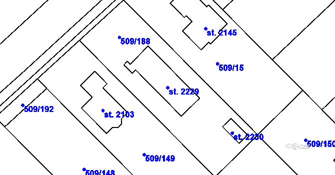 Parcela st. 2229 v KÚ Nový Jičín-Horní Předměstí, Katastrální mapa