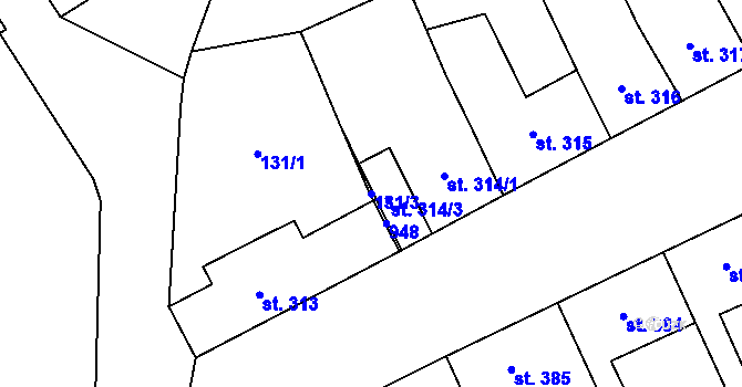 Parcela st. 131/3 v KÚ Nový Jičín-Horní Předměstí, Katastrální mapa