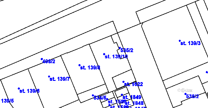 Parcela st. 139/10 v KÚ Nový Jičín-Dolní Předměstí, Katastrální mapa