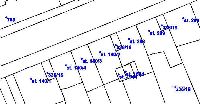 Parcela st. 140/2 v KÚ Nový Jičín-Dolní Předměstí, Katastrální mapa