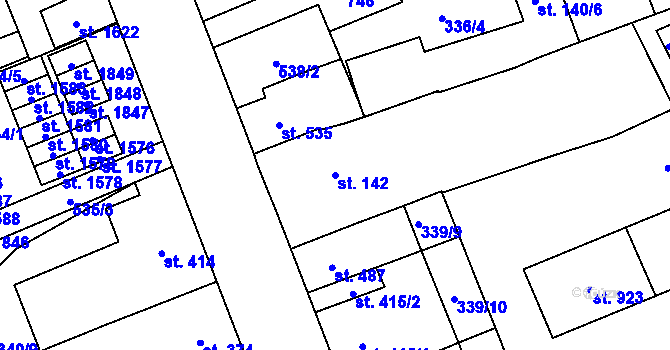 Parcela st. 142 v KÚ Nový Jičín-Dolní Předměstí, Katastrální mapa