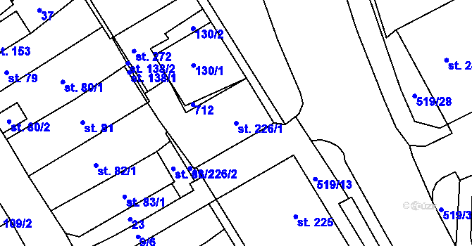 Parcela st. 226/1 v KÚ Nový Jičín-Dolní Předměstí, Katastrální mapa