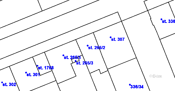 Parcela st. 265/2 v KÚ Nový Jičín-Dolní Předměstí, Katastrální mapa