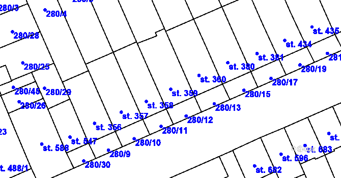 Parcela st. 359 v KÚ Nový Jičín-Dolní Předměstí, Katastrální mapa
