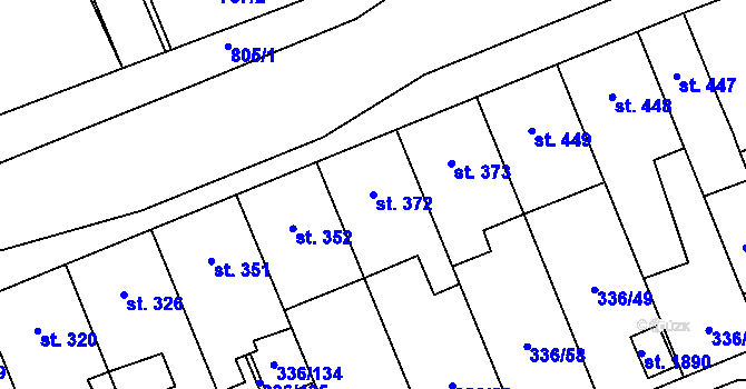 Parcela st. 372 v KÚ Nový Jičín-Dolní Předměstí, Katastrální mapa