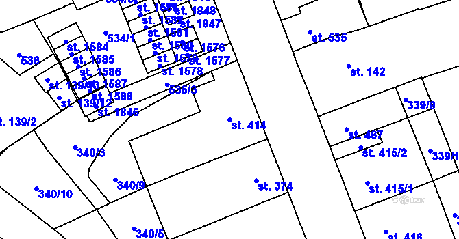 Parcela st. 414 v KÚ Nový Jičín-Dolní Předměstí, Katastrální mapa