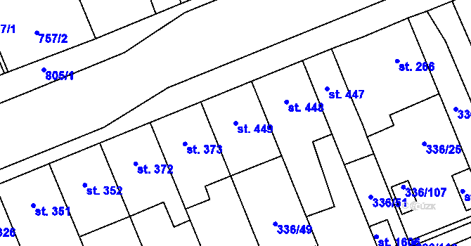 Parcela st. 449 v KÚ Nový Jičín-Dolní Předměstí, Katastrální mapa