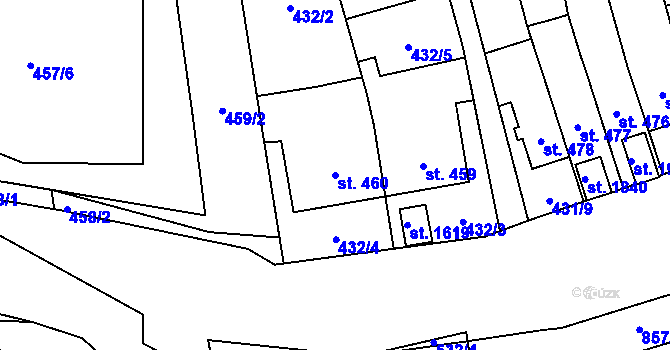 Parcela st. 460 v KÚ Nový Jičín-Dolní Předměstí, Katastrální mapa