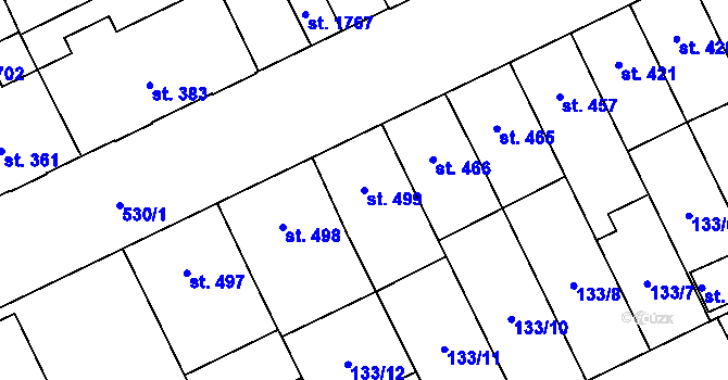 Parcela st. 499 v KÚ Nový Jičín-Dolní Předměstí, Katastrální mapa