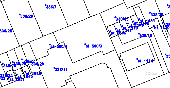 Parcela st. 500/3 v KÚ Nový Jičín-Dolní Předměstí, Katastrální mapa