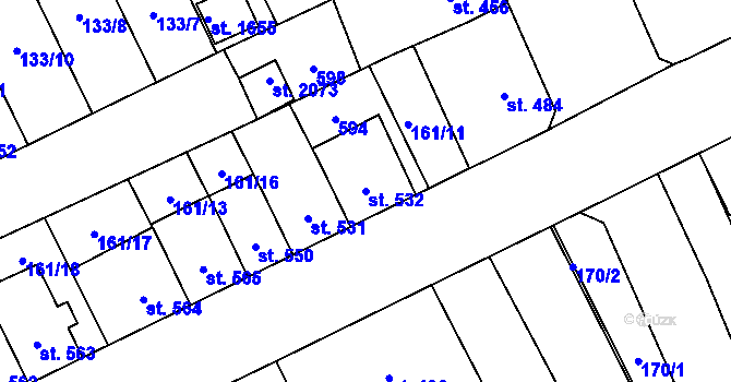Parcela st. 532 v KÚ Nový Jičín-Dolní Předměstí, Katastrální mapa