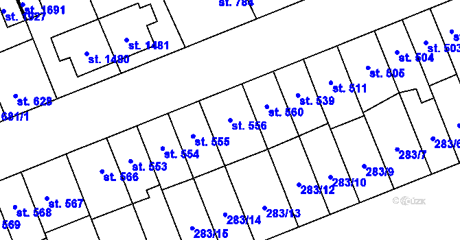 Parcela st. 556 v KÚ Nový Jičín-Dolní Předměstí, Katastrální mapa