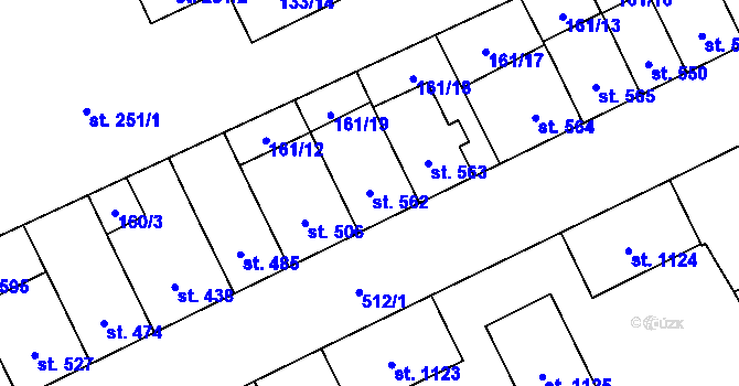 Parcela st. 562 v KÚ Nový Jičín-Dolní Předměstí, Katastrální mapa