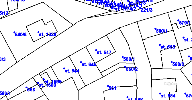 Parcela st. 647 v KÚ Nový Jičín-Dolní Předměstí, Katastrální mapa